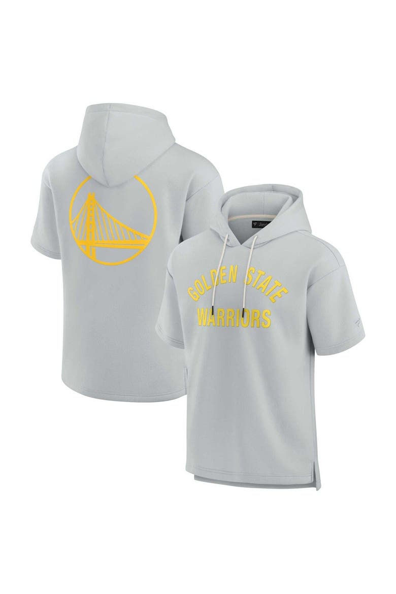 Unisex Fanatics Signature Gray Golden State Warriors Super Soft Fleece Short Sleeve Pullover Hoodie, Main, color, Gray