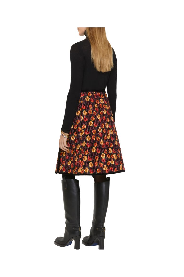Geranium Leaf Quilted Nylon Skirt, Alternate, color, Poppy red