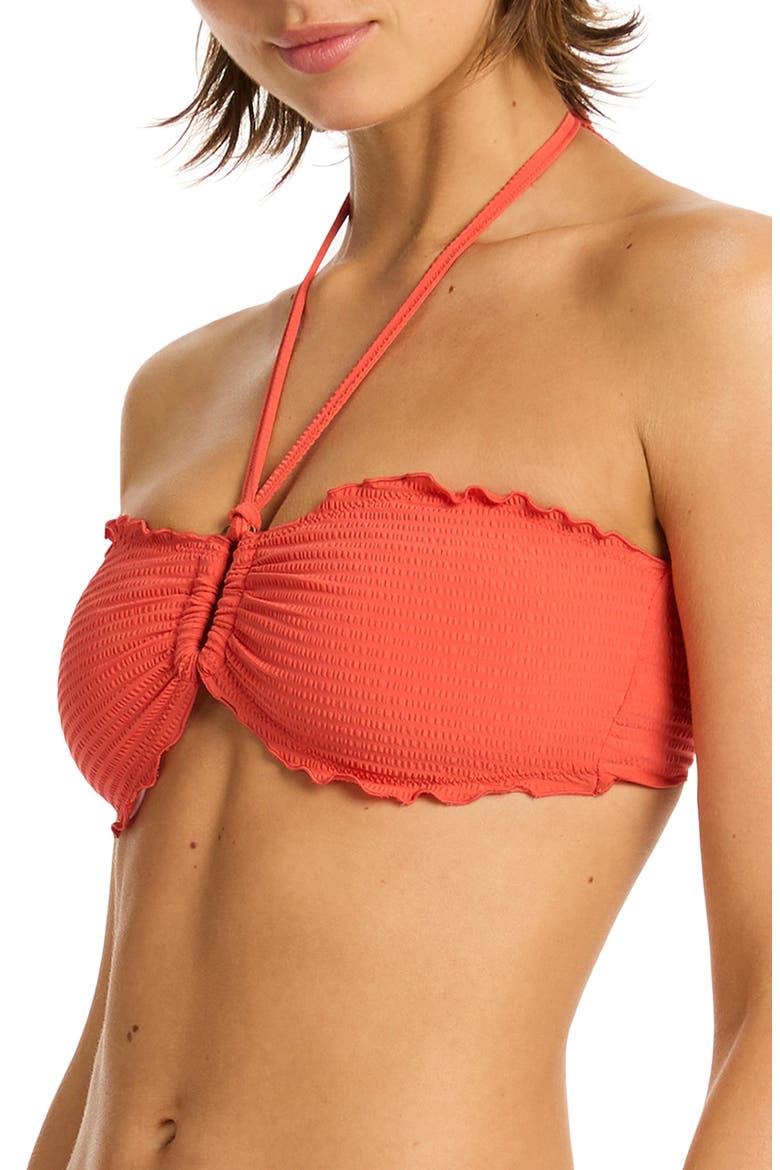 Messina Ring Bandeau Bikini Top, Alternate, color, FLAME