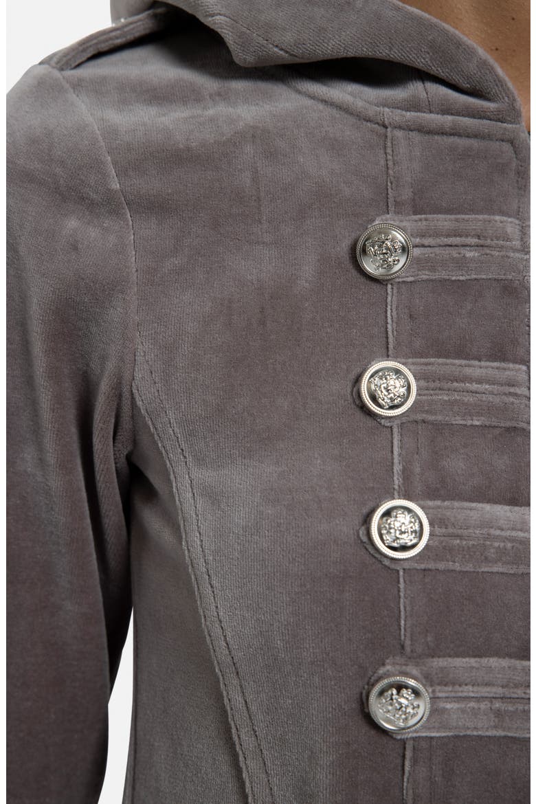 Mini Monster Velour Military Hoodie, Alternate, color, BROWN