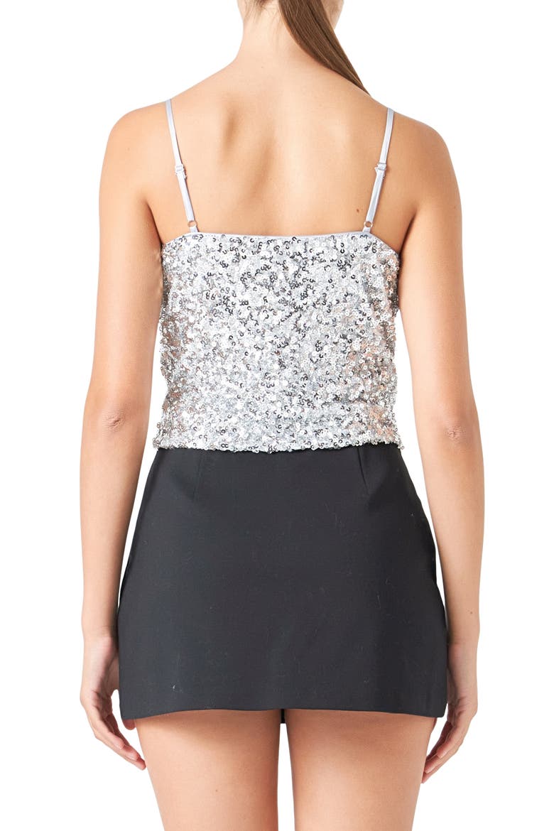 Cowl Neck Sequin Camisole, Alternate, color, SILVER