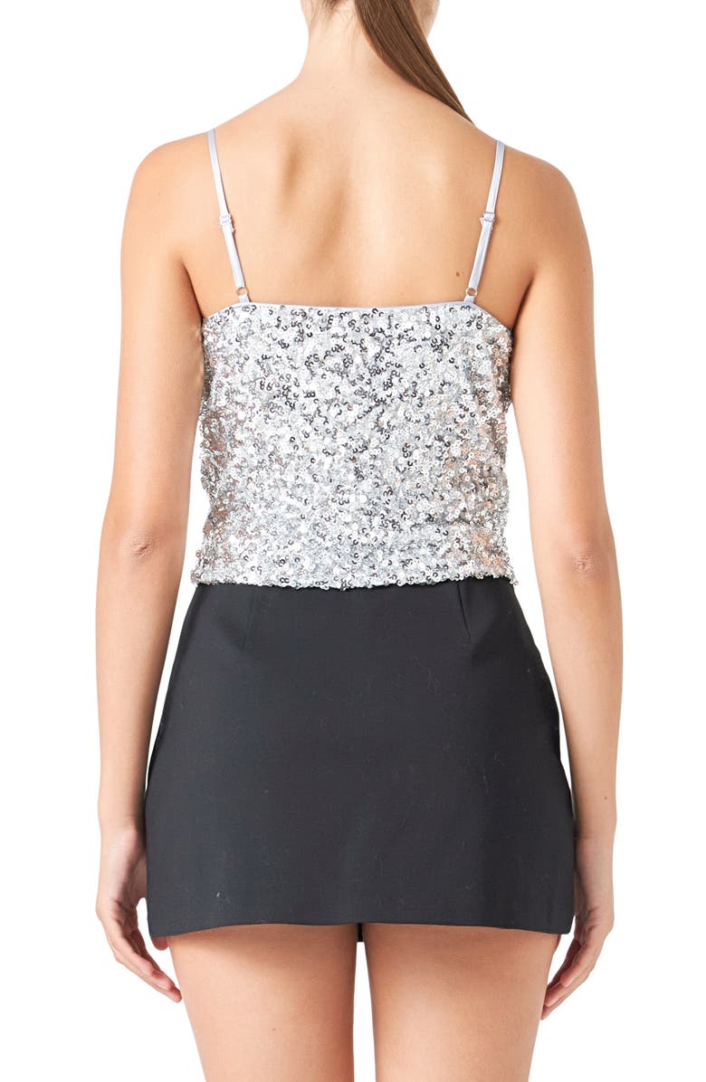 Endless Rose Cowl Neck Sequin Camisole, Alternate, color, Silver