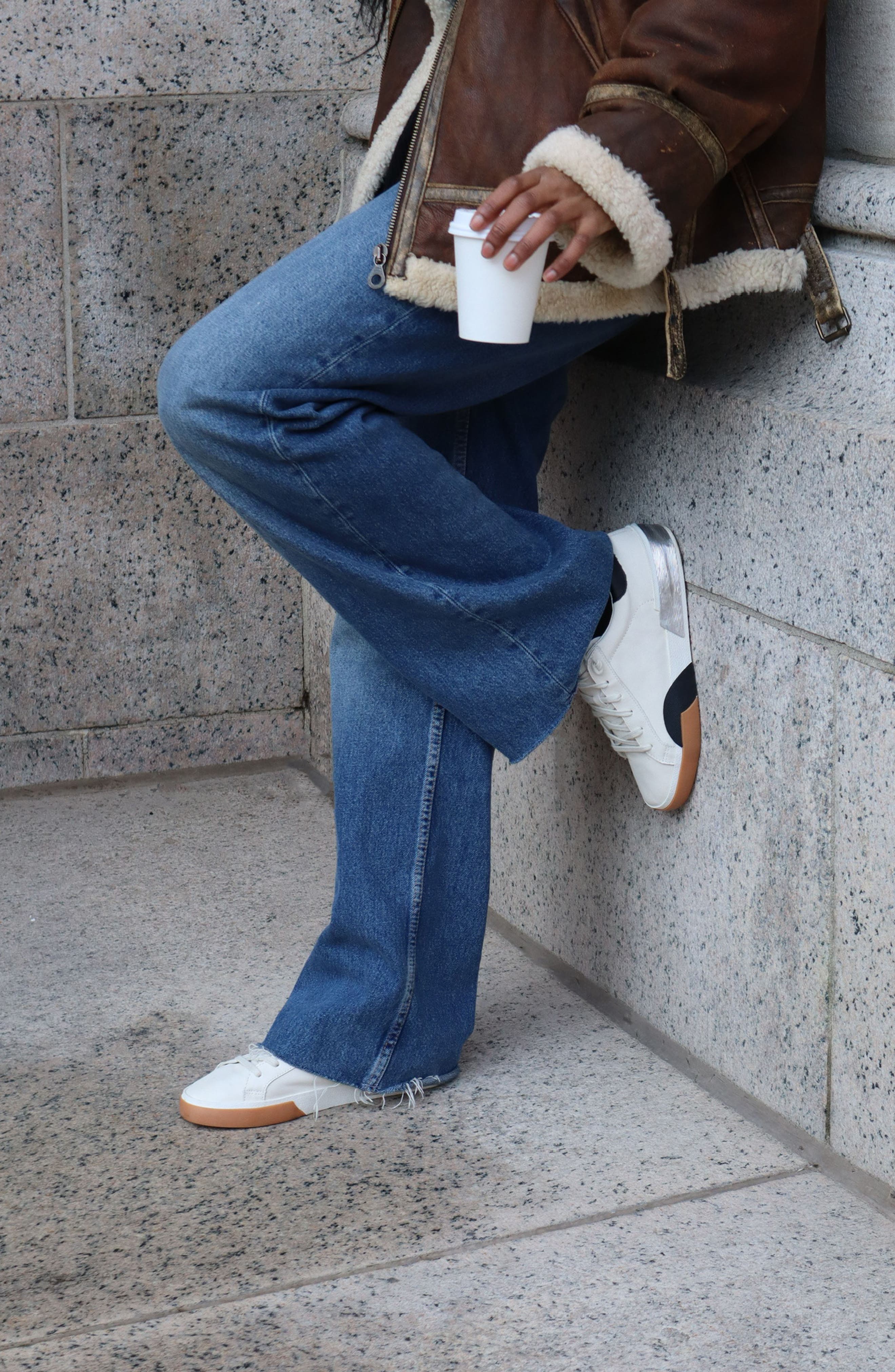 Dolce Vita Zina Sneaker, Alternate, color, White/Black Leather