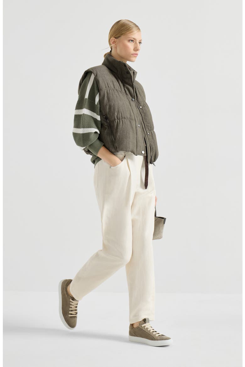 Fluid twill baggy trousers, Alternate, color, Ivory