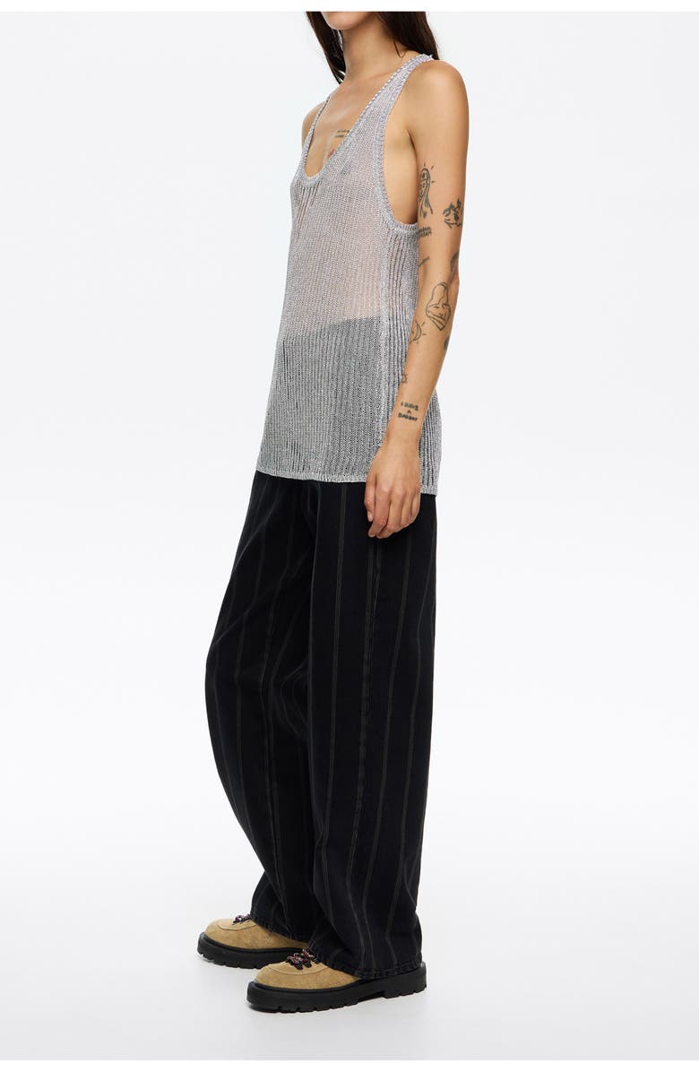 Bimba y Lola Striped Denim Ankle-Length Jeans, Alternate, color, Washed Black