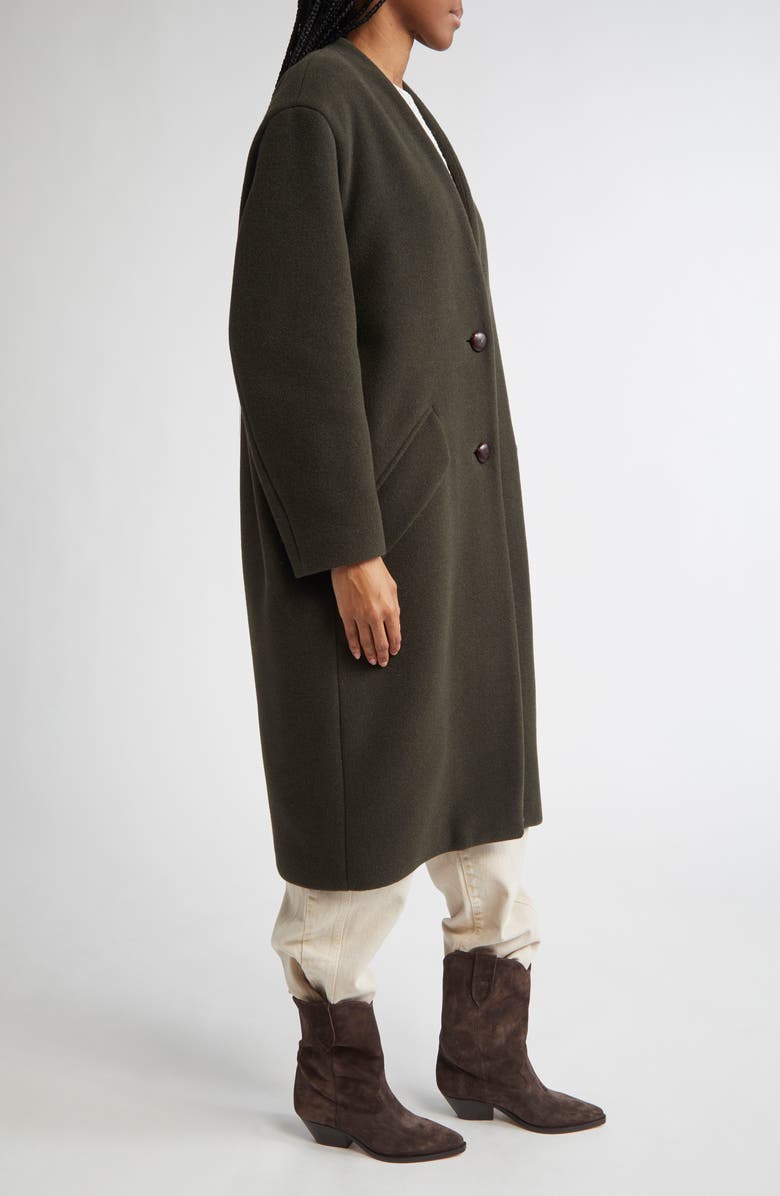 Isabel Marant Florane Wool Blend Coat, Alternate, color, Dark Khaki