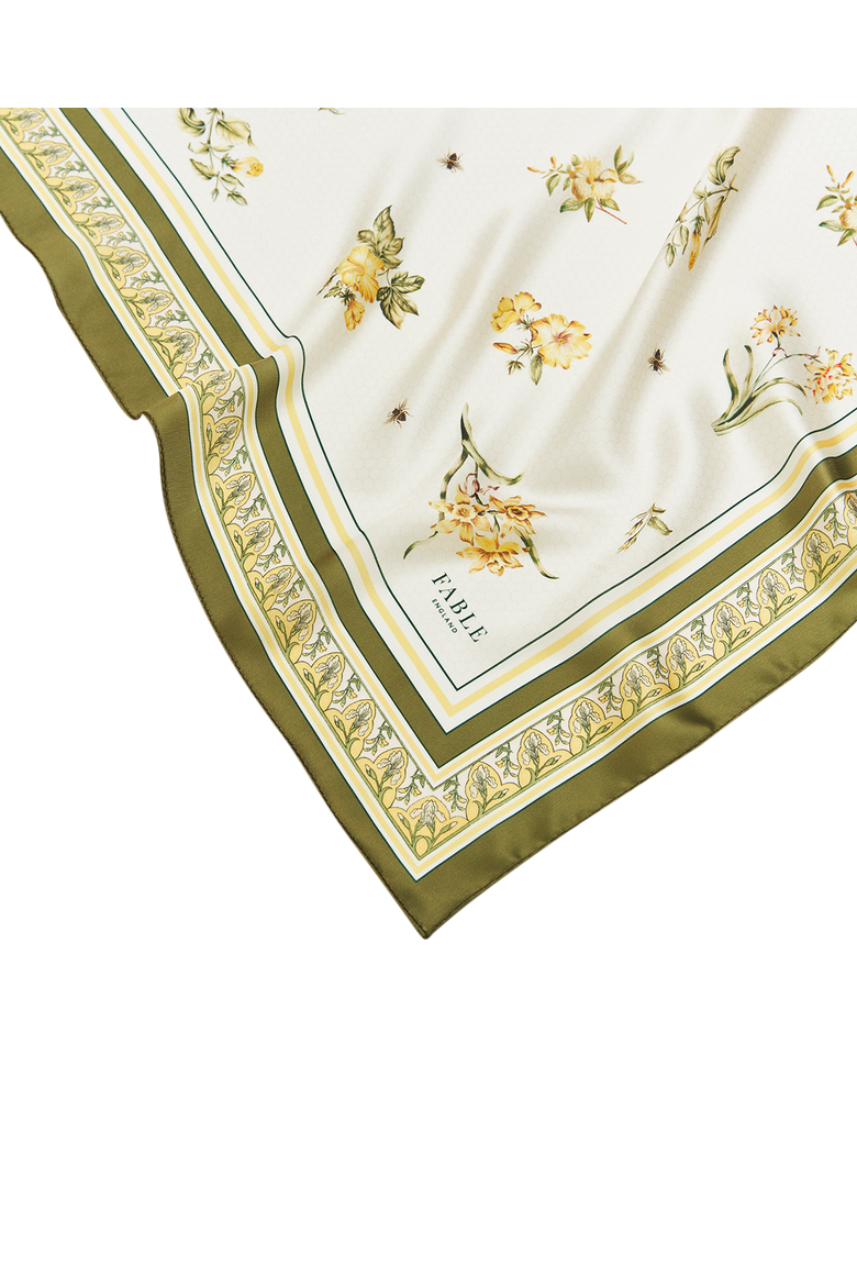 Nouveau Floral Square Scarf, Alternate, color, Light/Pastel Yellow
