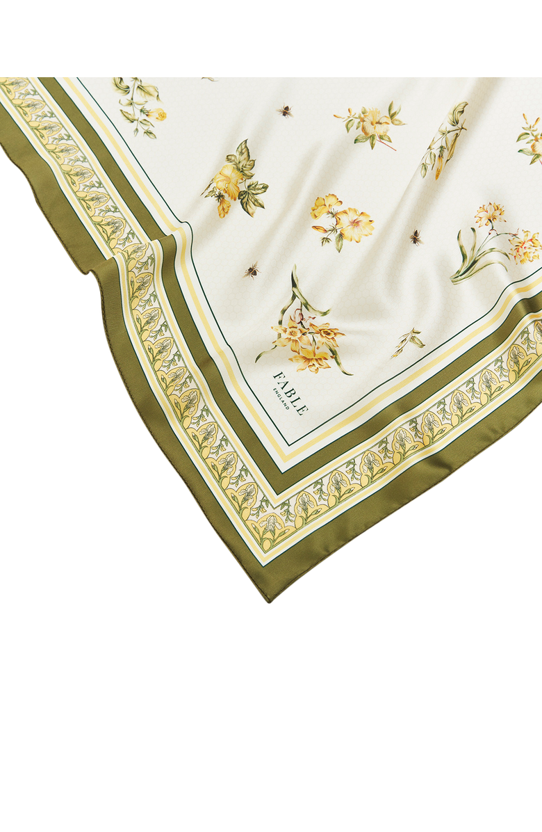Fable England Nouveau Floral Square Scarf, Alternate, color, Light/Pastel Yellow