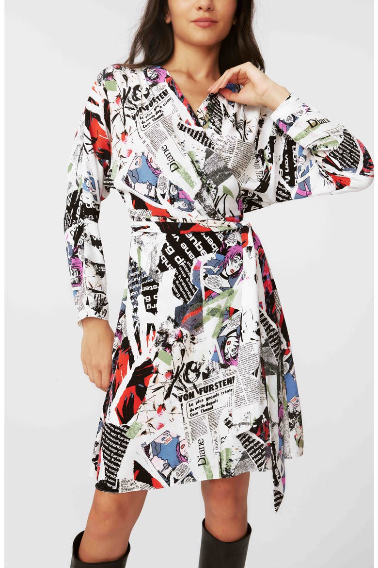 Shia Long Sleeve Wrap Dress, Alternate, color, POSTER GIRL