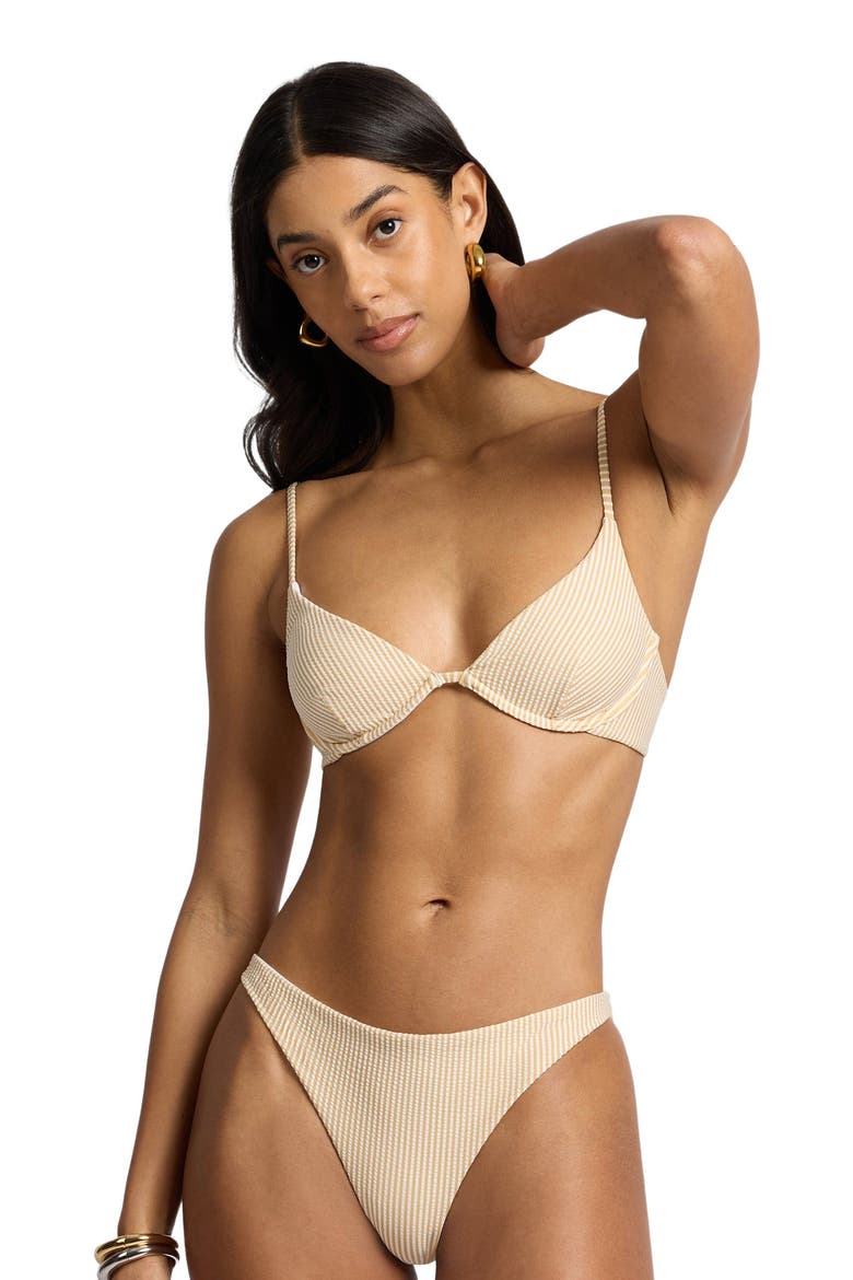 Liana Underwire Bikini Top, Alternate, color, Ochre/White