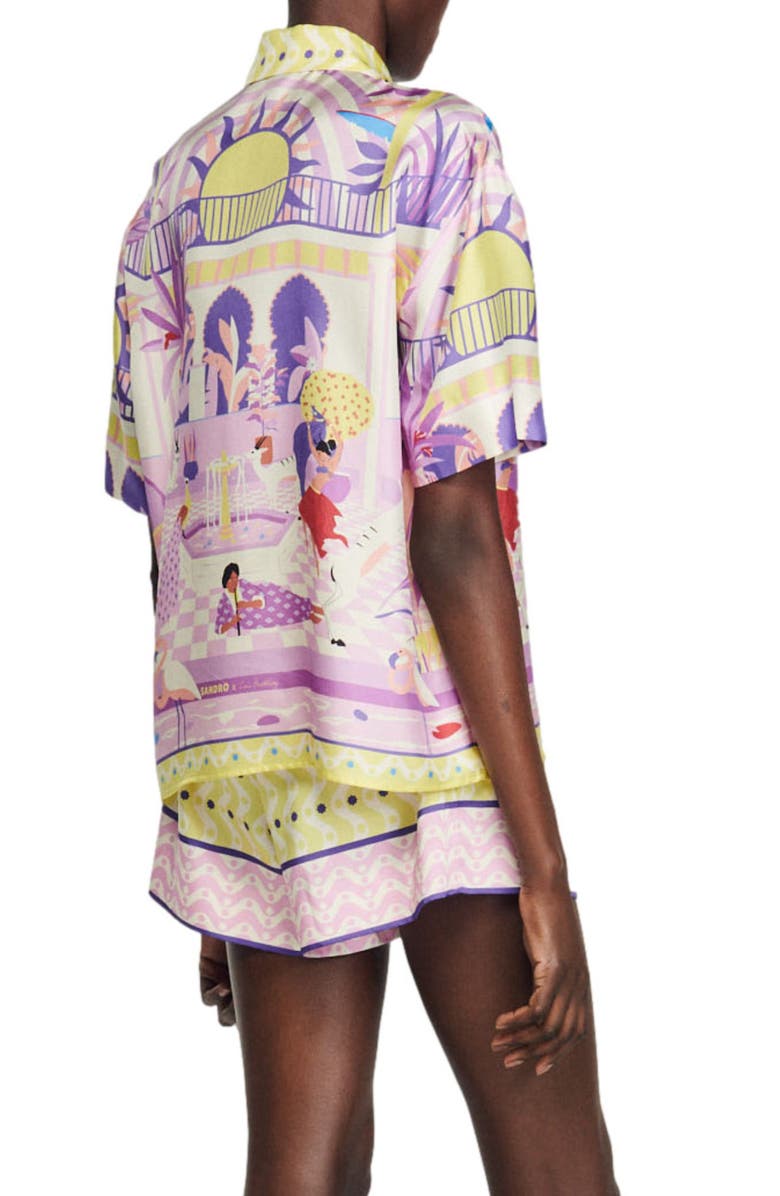 SANDRO Caroline Silk Button-Up Shirt, Alternate, color, 