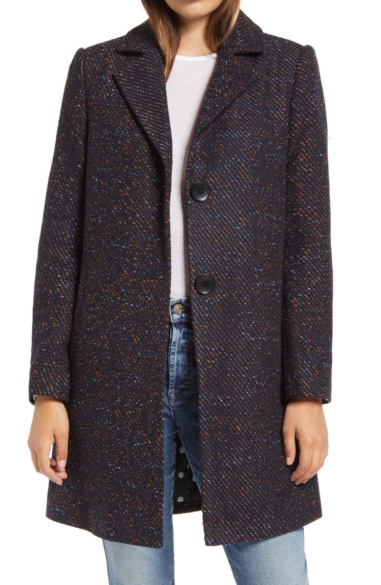 Sam Edelman Notch Collar Tweed Coat, Main, color, 