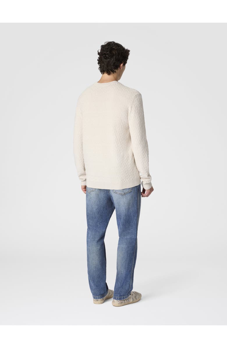 Missoni Crew-neck Wool And Cotton Pullover With Tone-on-tone Zigzag Pattern, Alternate, color, Beige