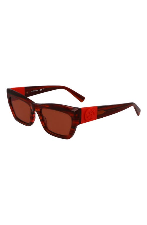 Longchamp Medallion 53mm Modified Rectangular Sunglasses In Striped Red