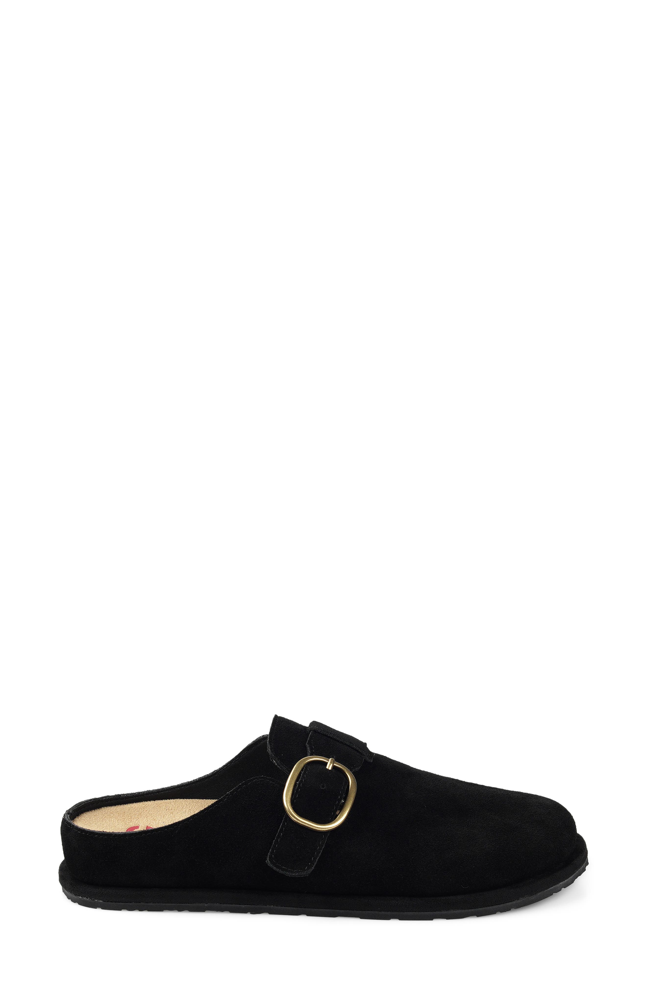 National Comfort Buckle Strap Clog, Alternate, color, Black Suede
