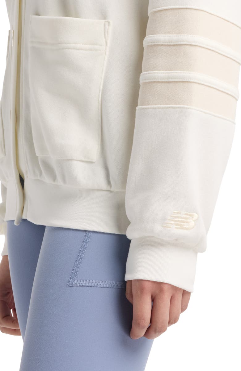 New Balance Coastal Fleece Oversize Cotton Blend Cardigan, Alternate, color, 