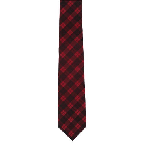 Trafalgar Digby Checkered Plaid Silk Necktie In Red