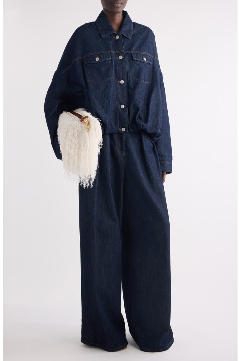 Vesto Bubble Hem Denim Jacket, Alternate, color, INDIGO