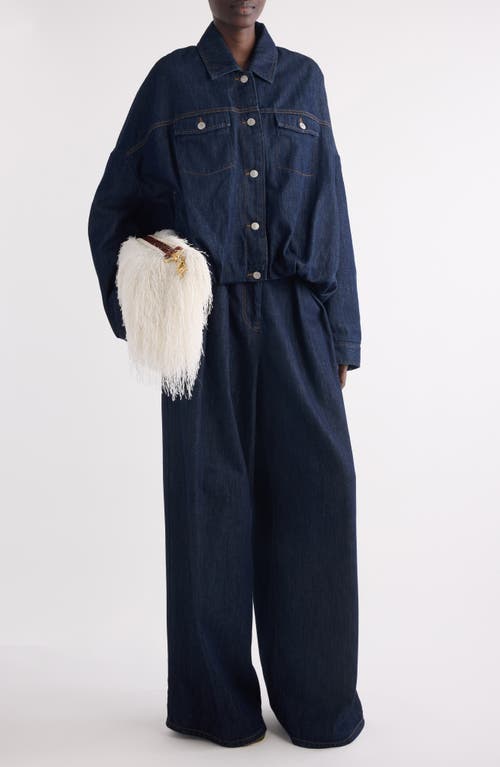 Dries Van Noten Vesto Bubble Hem Denim Jacket In Blue