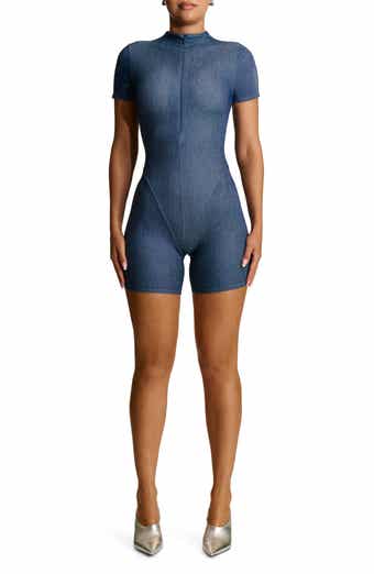 Naked Wardrobe Front Zip Denim Romper