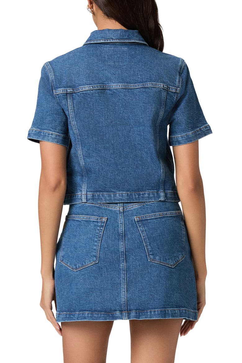 Elly Short Sleeve Denim Jacket, Alternate, color, LAGUNA
