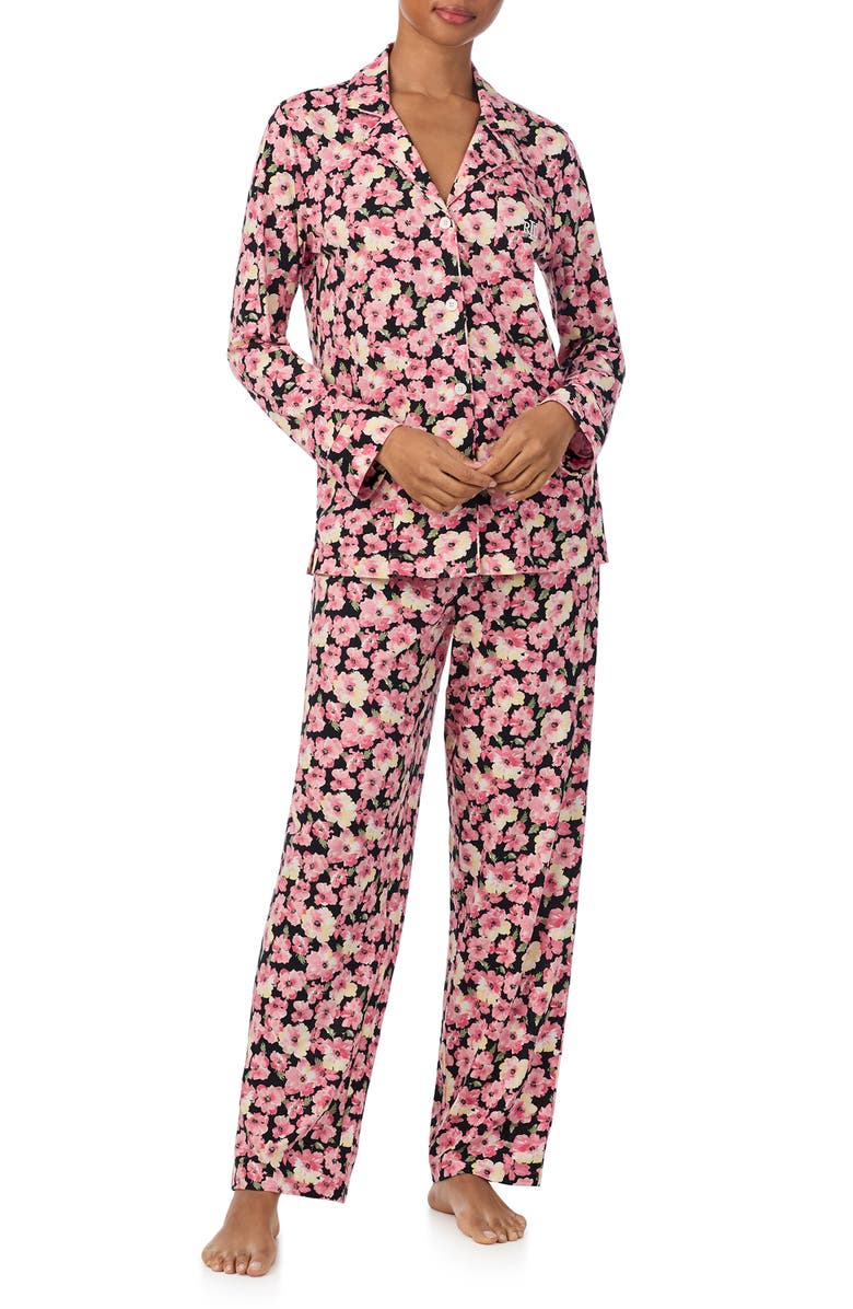 Lauren Ralph Lauren Cotton Blend Floral Print Pajamas, Main, color, Pink Floral