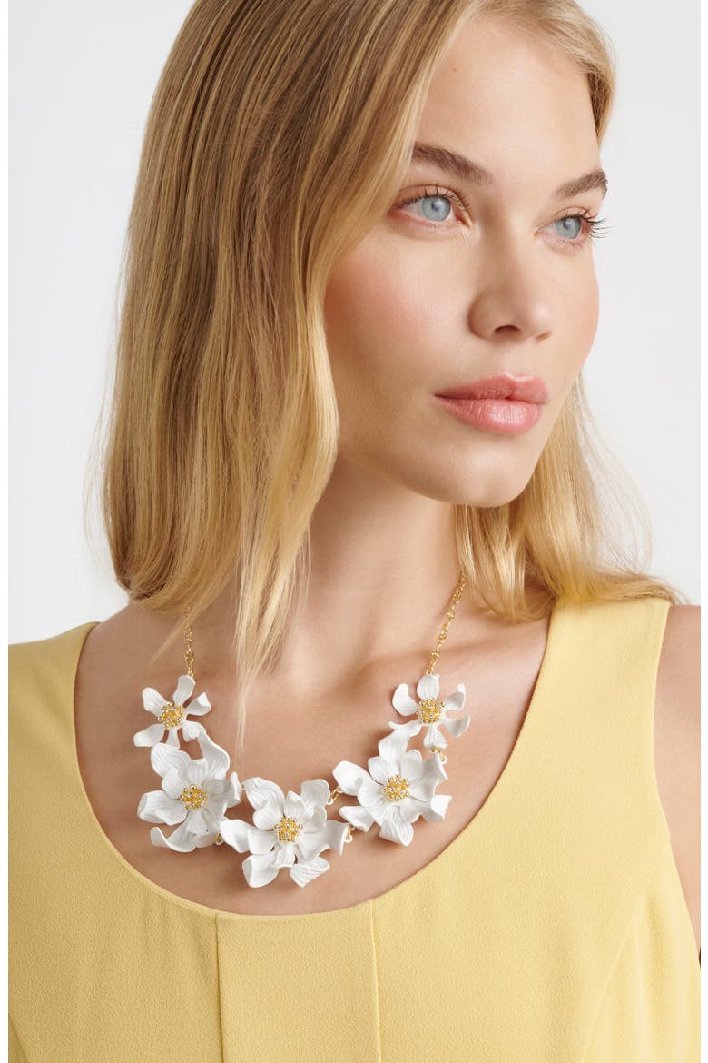 Fulla Furled Flower Enamel Charm Necklace, Alternate, color, METALLIC GOLD