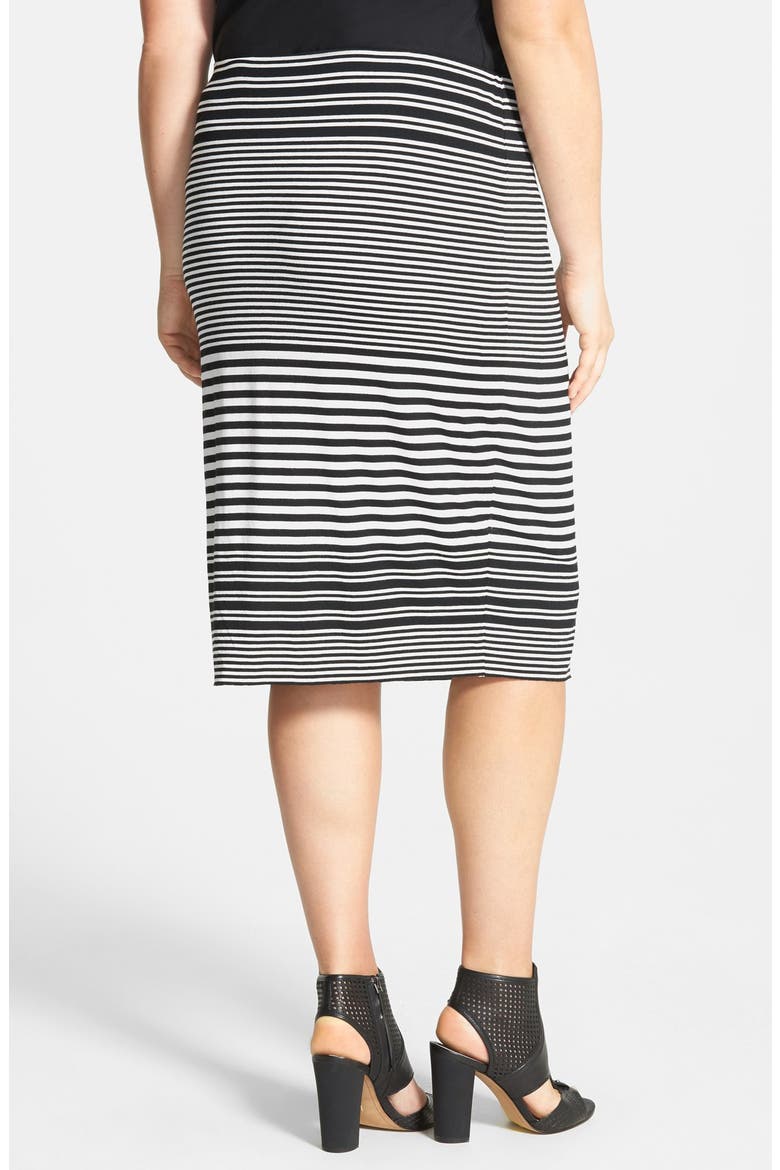 'Adobe Stripe' Midi Tube Skirt, Alternate, color, RICH BLACK