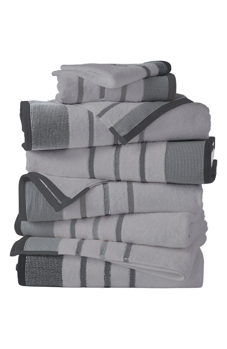 Woven & Weft Decorative 4-Pack Bath Towels, Alternate, color, Light Grey / Mid Grey