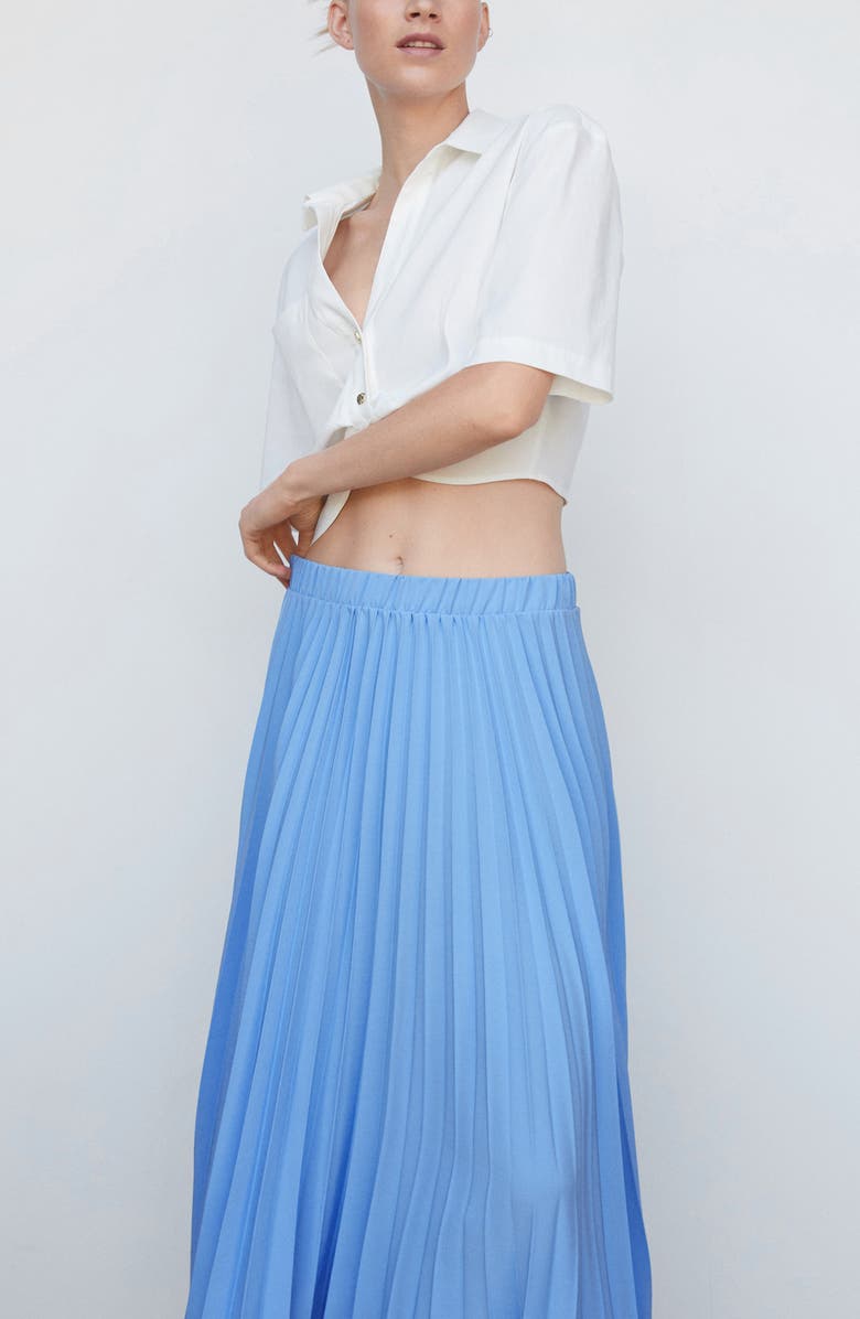 MANGO Pleated Handkerchief Hem Skirt, Alternate, color, 