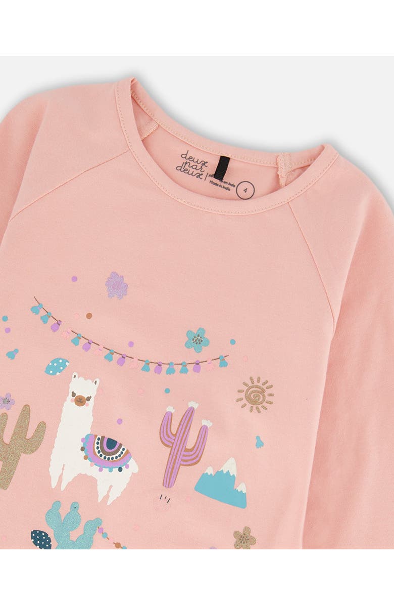Deux par Deux Organic Cotton T-Shirt with Llama, Alternate, color, Dusty Pink