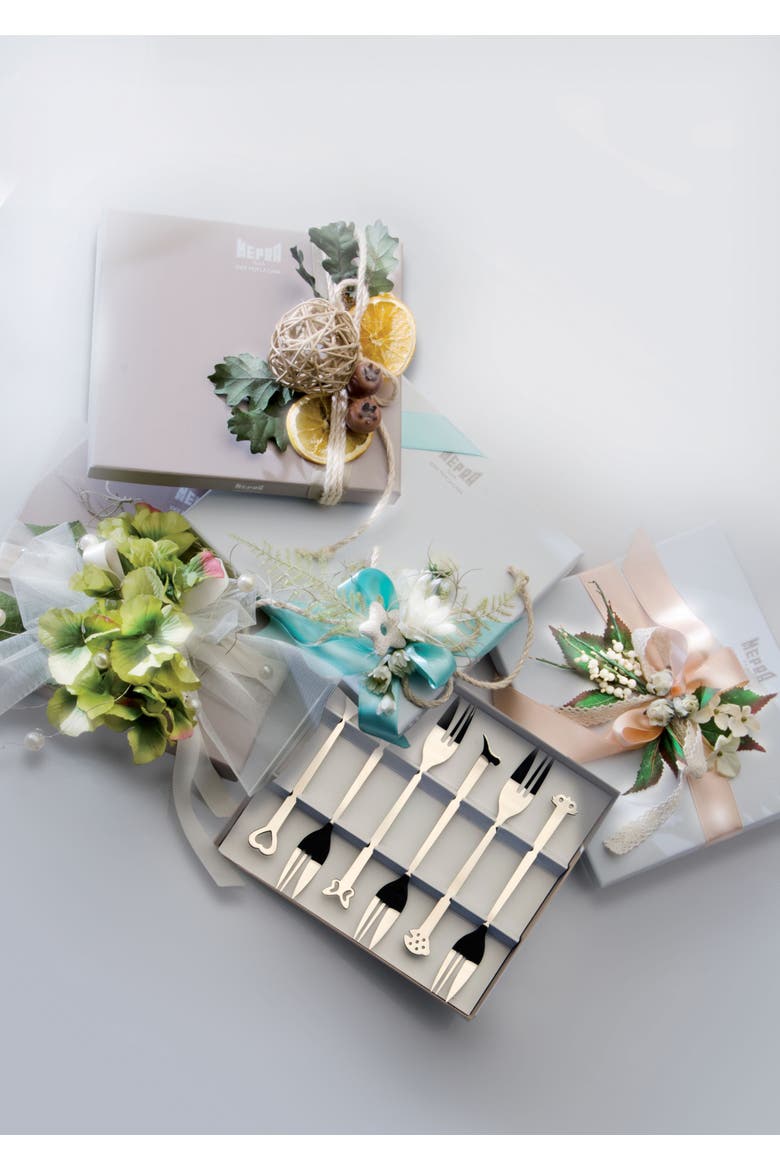 Evento Cake Fork Set - 6 Pieces, Alternate, color, Silver