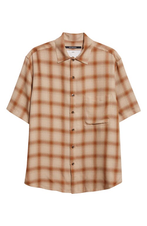Song For The Mute Oversize Plaid Short Sleeve Button-up Shirt In Brown
