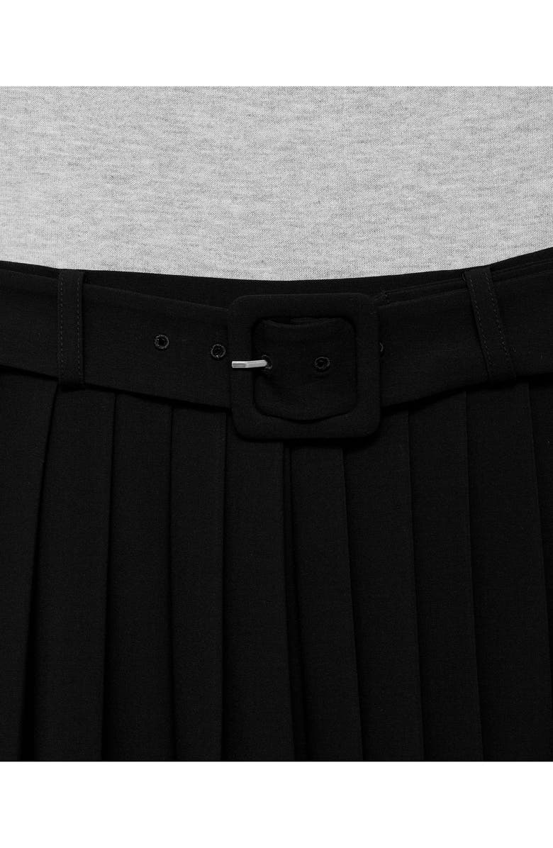 MANGO Pleated Belted Maxi Dress, Alternate, color, Grey