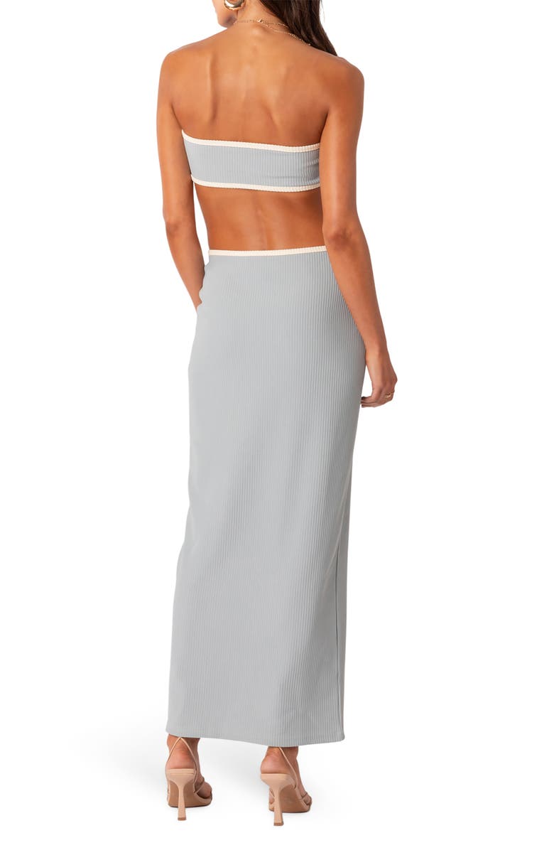 EDIKTED Michelle Cutout Rib Maxi Dress, Alternate, color, Light-Blue