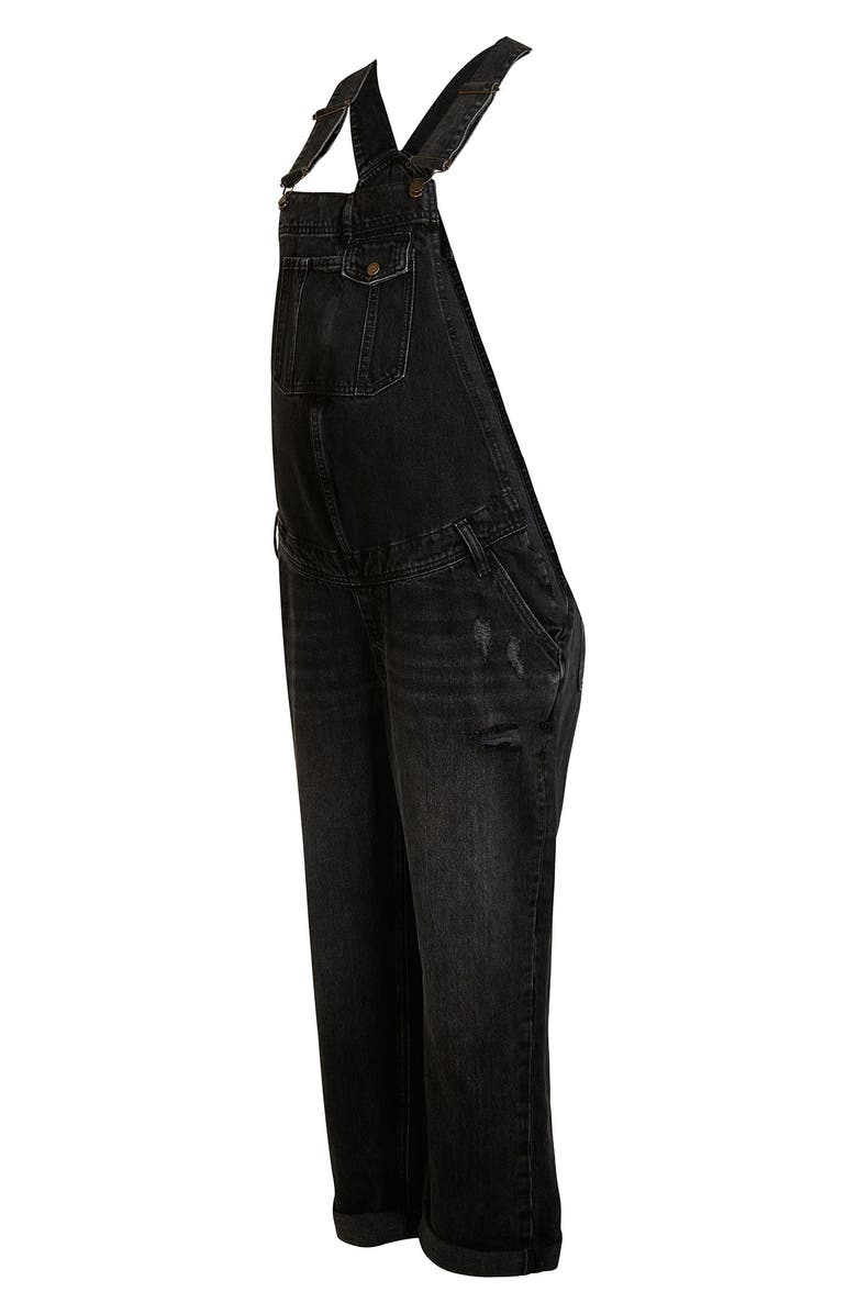 River Island Maternity Nonstretch Denim Overalls, Alternate, color, 