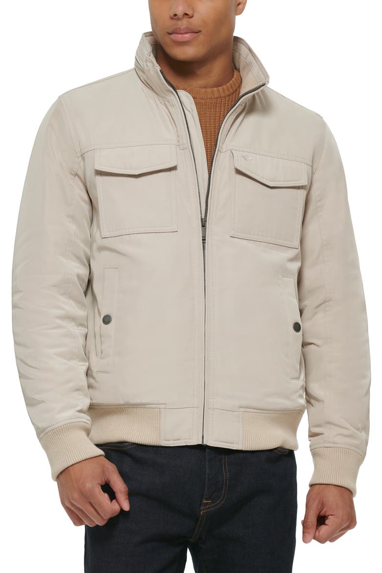 Quilted Lined Flight Bomber Jacket, Main, color, STONE