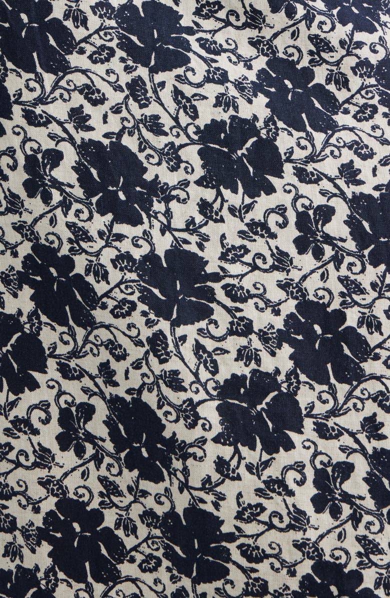 Madewell Floral Print Linen Midi Skirt, Alternate, color, Oat