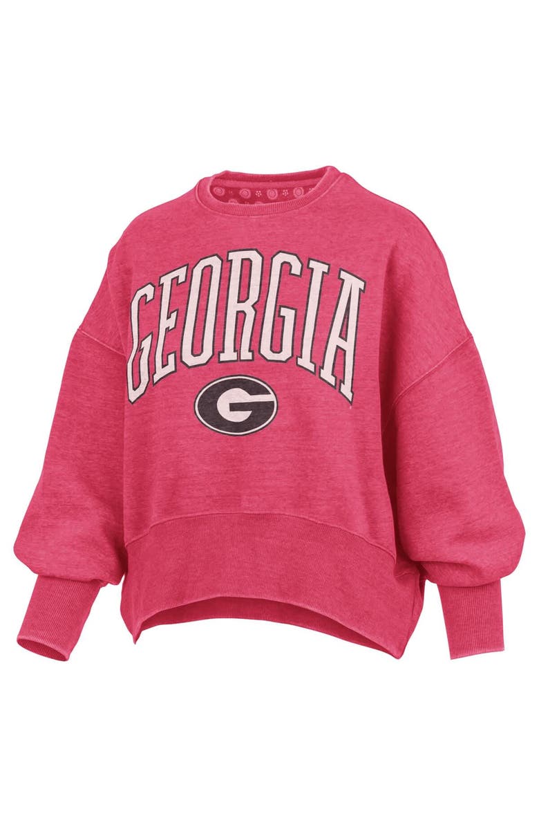 PRESSBOX Women's Pressbox Red Georgia Bulldogs Oversized Waist-Length Crewneck Sweatshirt, Alternate, color, Red