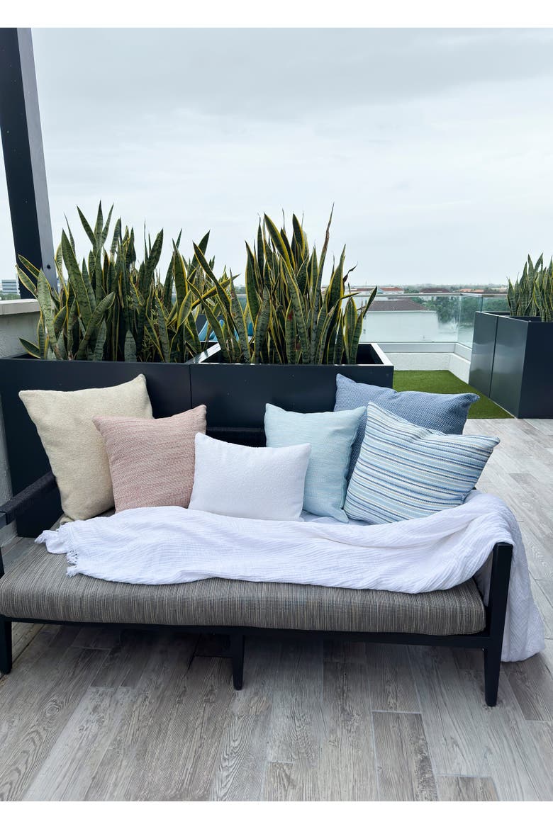 Yacht Stripe Indoor Outdoor Pillow, Alternate, color, Blue