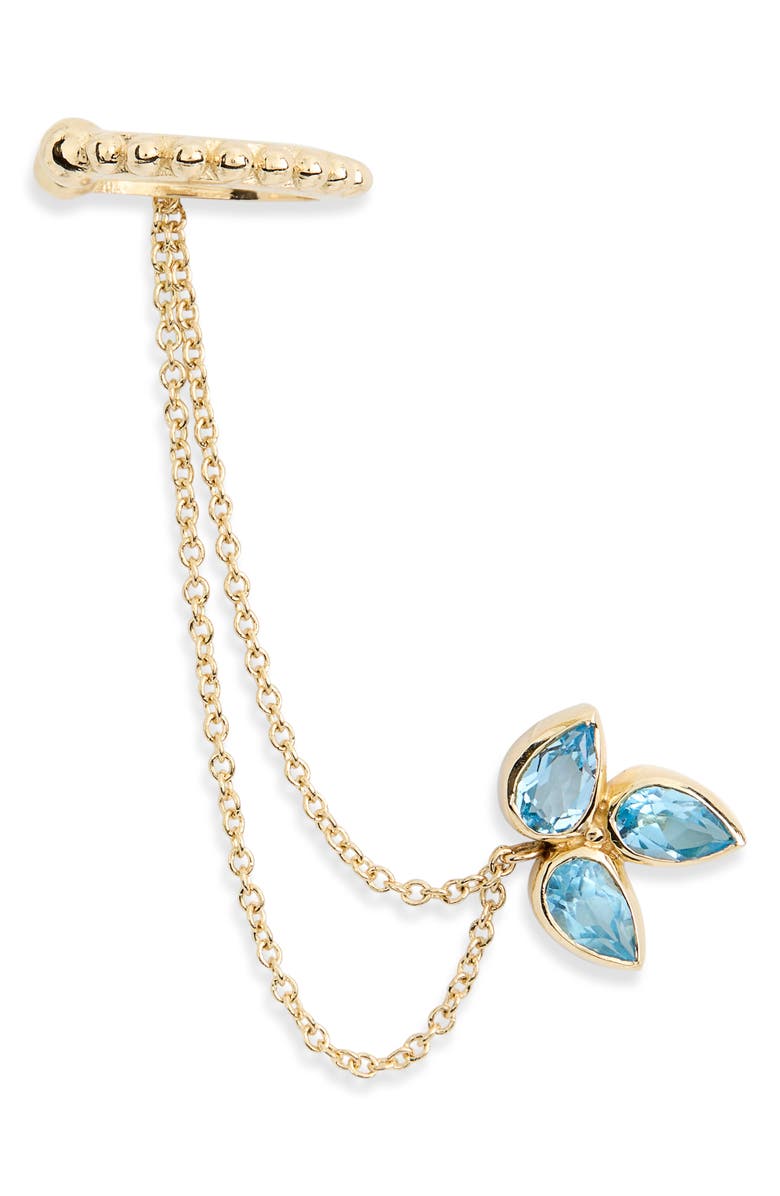 Anzie Bouquet Topaz Cuff & Stud Chain Earring, Main, color, Blue