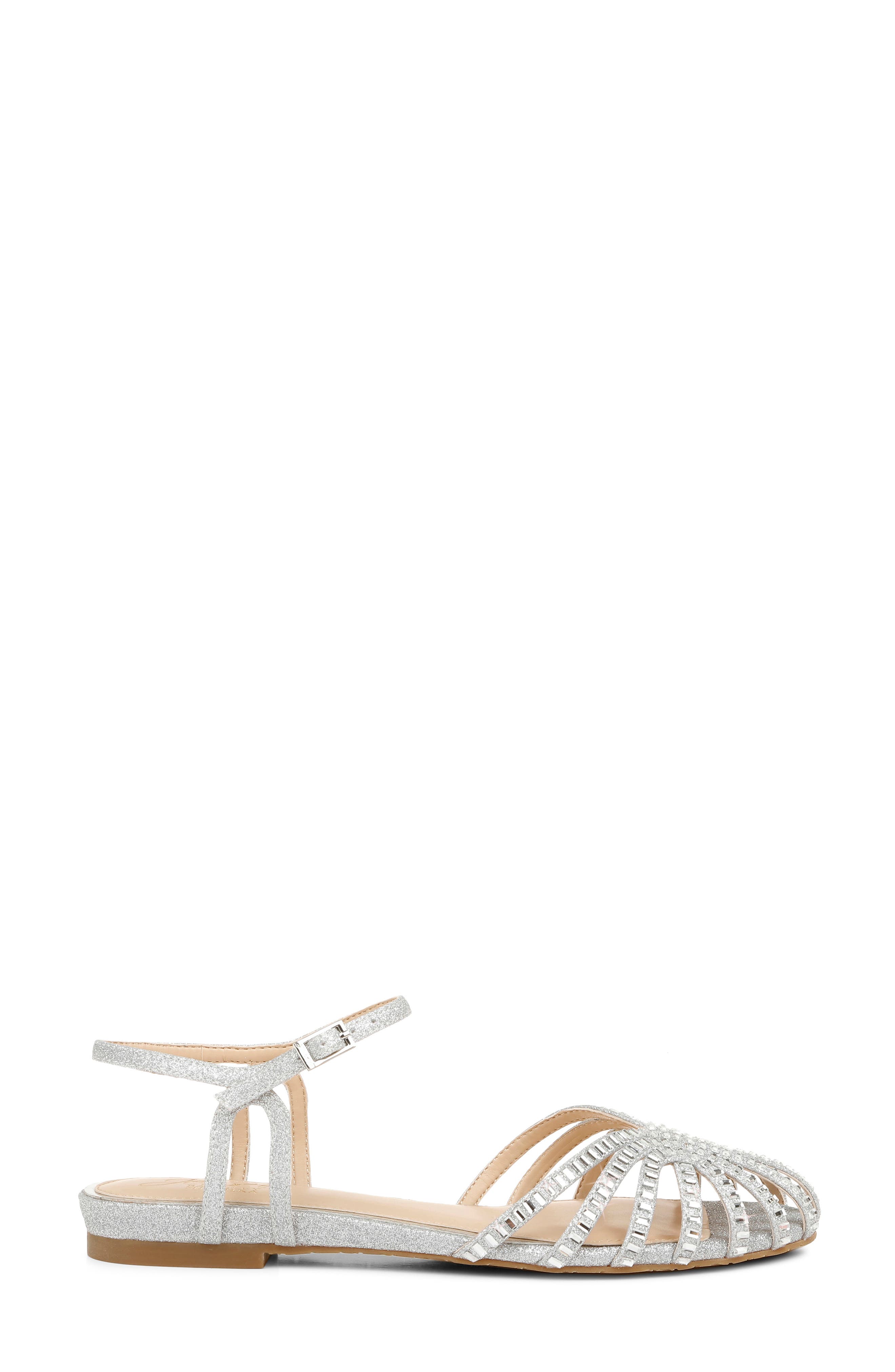 Jewel Badgley Mischka Perla Ankle Strap Flat, Alternate, color, 