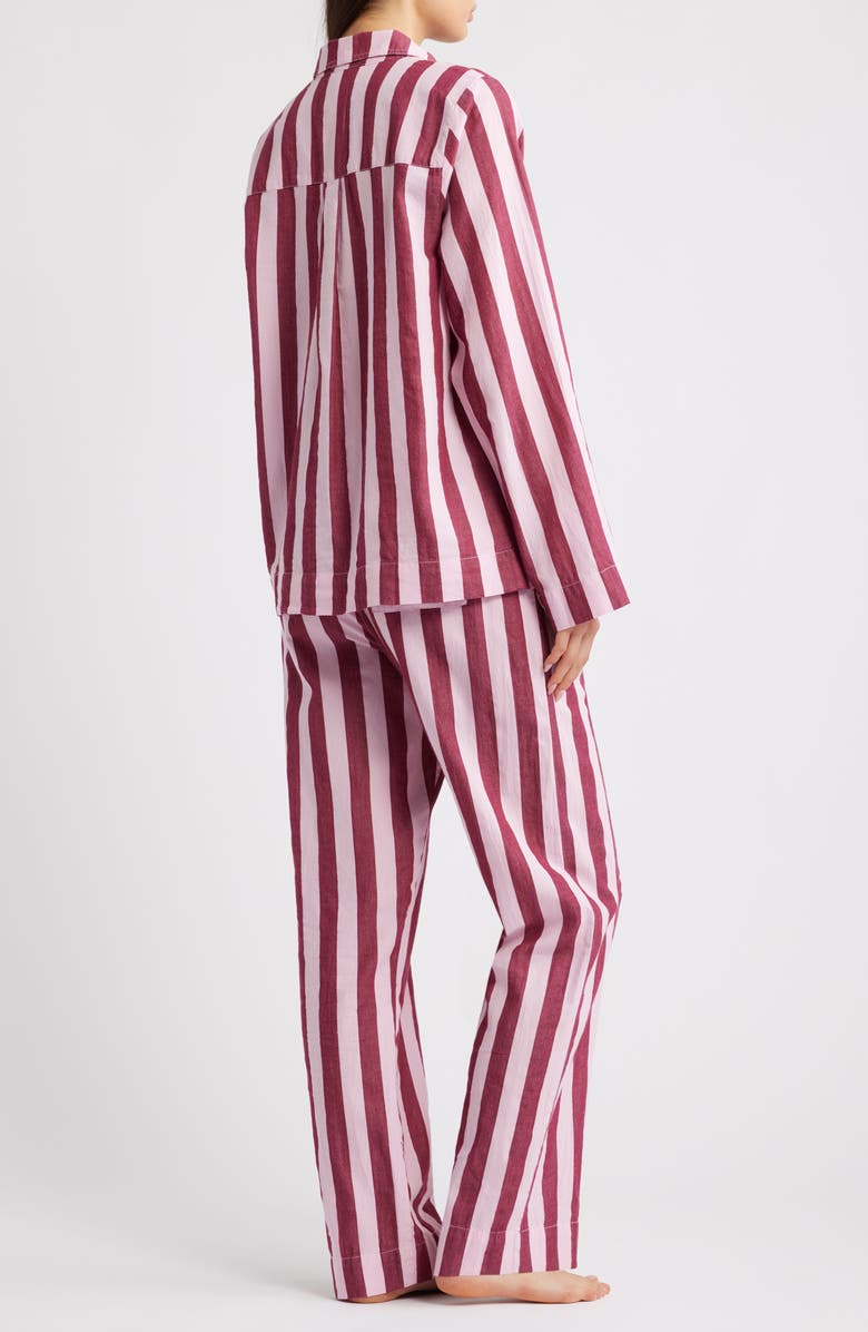 Damson Madder Florie Stripe Organic Cotton Pajamas, Alternate, color, Burgundy/ Pink Stripe