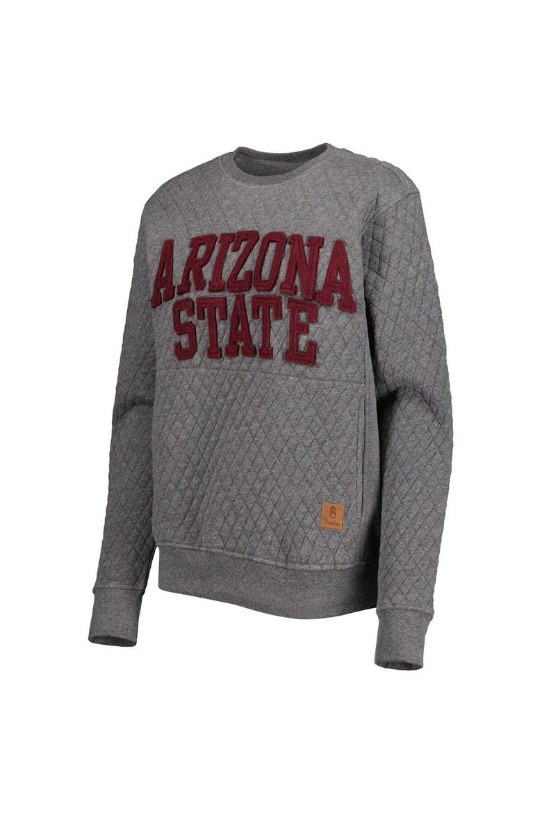 Women's Pressbox Heather Charcoal Arizona State Sun Devils Moose Quilted Pullover Sweatshirt, Alternate, color, Heather Gray