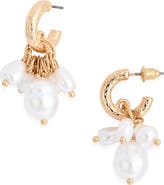 BP. Faux Pearl Drop Hoop Earrings