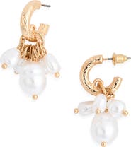 BP. Faux Pearl Drop Hoop Earrings
