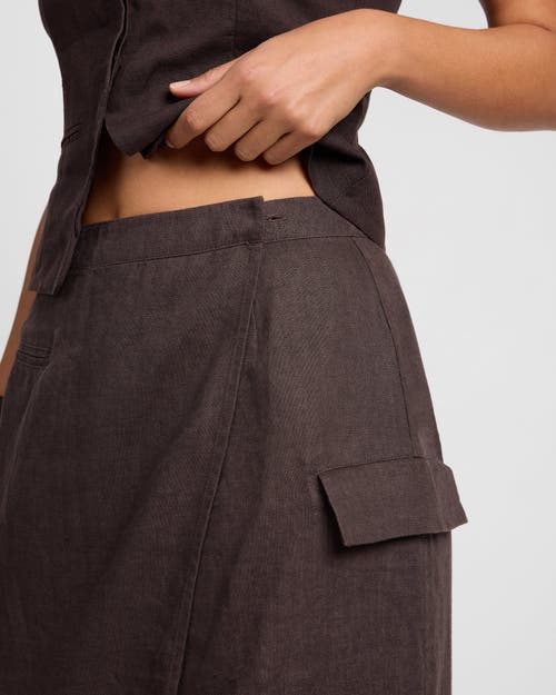 Onia Linen Utility Wrap Maxi Skirt In Brown