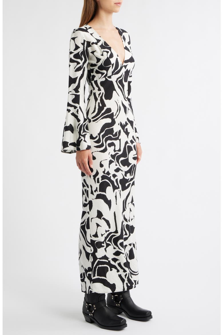 Lea Floral Long Sleeve Maxi Column Dress, Alternate, color, WHITE MULTI