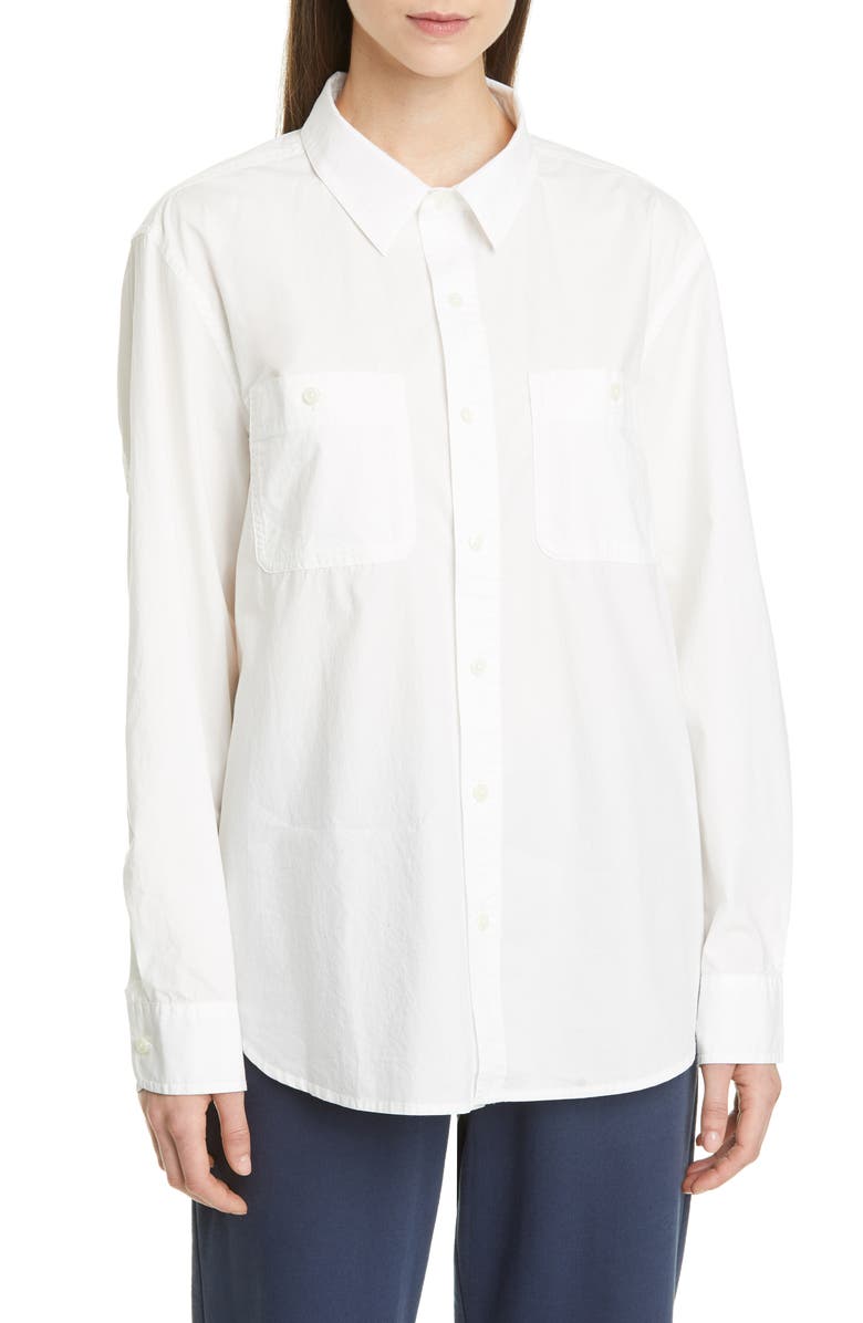 Eileen Fisher Organic Cotton Poplin Button-Up Shirt, Alternate, color,
