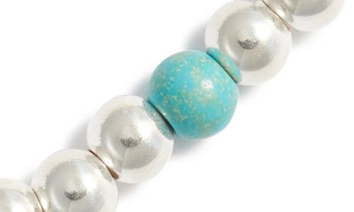 Nashelle Turquoise Stone & Bead Stretch Bracelet In Metallic